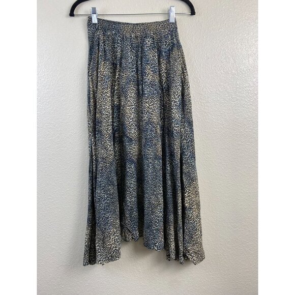Vintage Leopard Tie Dye Midi Skirt Women Small Intransit Sport Animal Print Boho - Picture 1 of 10